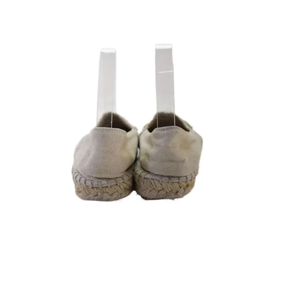Chanel Women's Round Toe Espadrille Slip-On Flat Shoes Beige Size 7